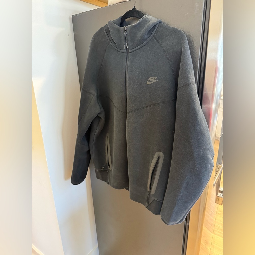 Nike Men Charcoal Gray Full-Zip Bomber Hoodie Jacket - Picture 2 of 5